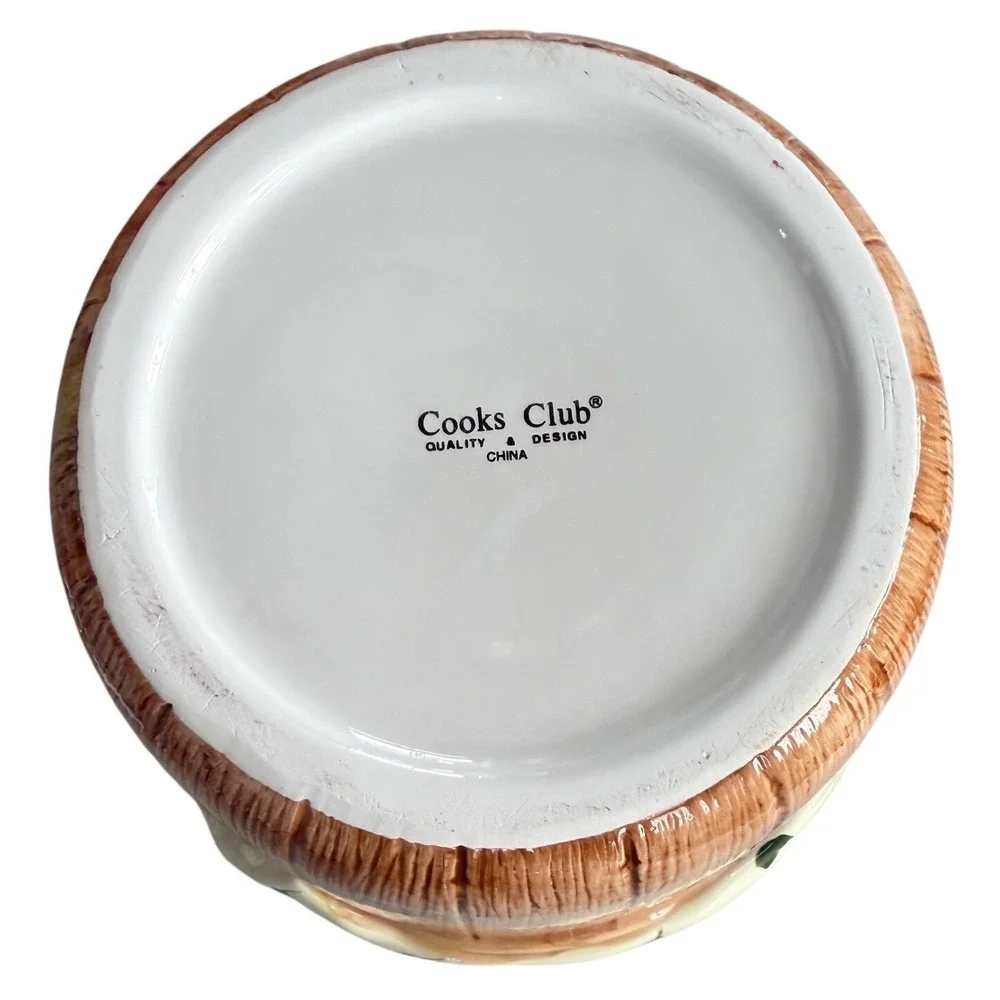 Vintage Cooks Club Apple Basket Ceramic Cookie Jar hand painted  Harvest Decor